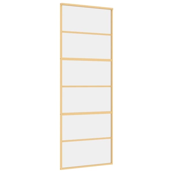 Skjutdörr guld 76x205 cm klart ESG-glas och aluminium