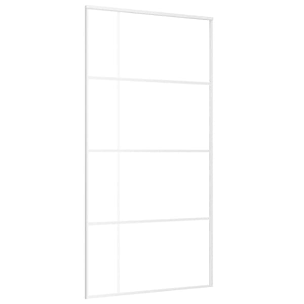 Skjutdörr frostat ESG-glas och aluminium 102,5x205 cm vit