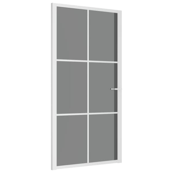 Innerdörr 102,5x201,5 cm vit ESG-glas och aluminium