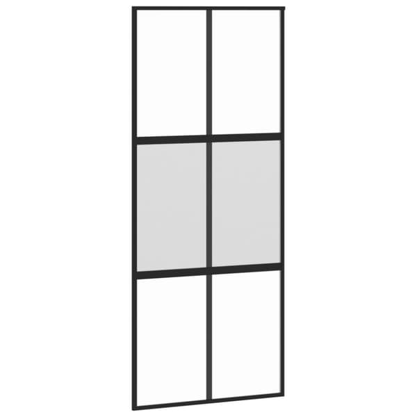 Skjutdörr svart 90x205 cm härdat glas och aluminium