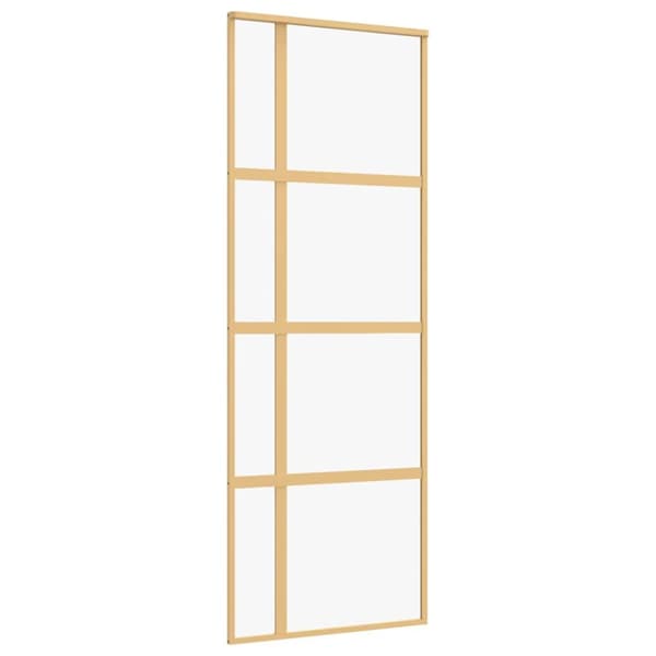 Skjutdörr guld 76x205 cm klart ESG-glas och aluminium