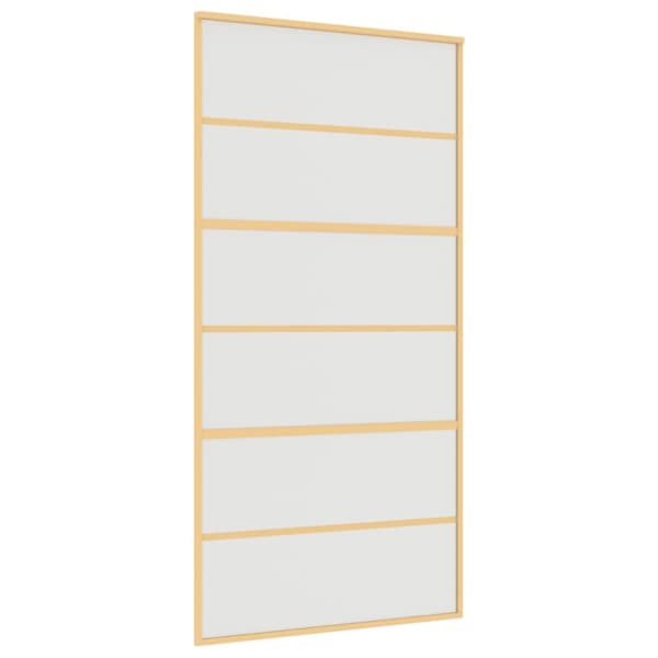 Skjutdörr guld 102,5x205 cm frostat ESG-glas och aluminium