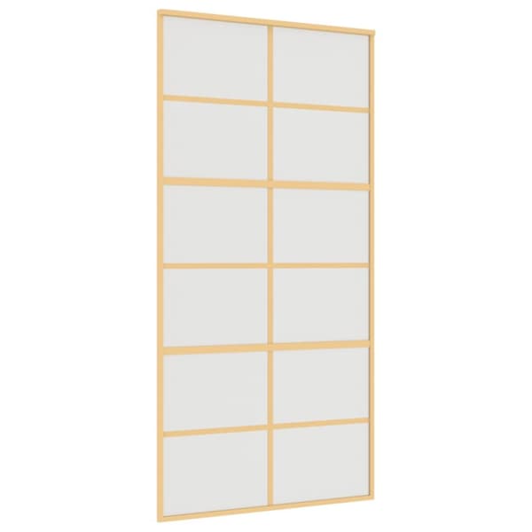 Skjutdörr guld 102,5x205 cm frostat ESG-glas och aluminium