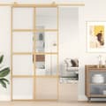 Miniatyrbild 1 av 2: Skjutdörr guld 102,5x205 cm klart ESG-glas och aluminium
