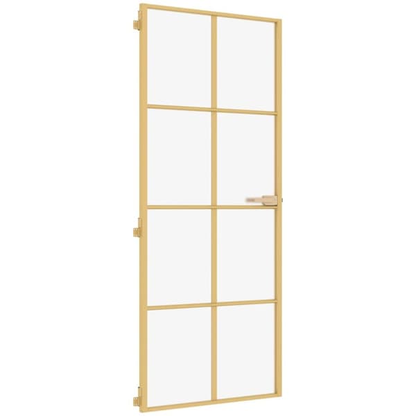 Innerdörr guld 93x201,5 cm härdat glas och aluminium slim