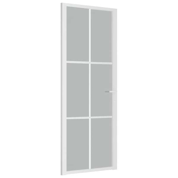Innerdörr 76x201,5 cm vit matt glas och aluminium
