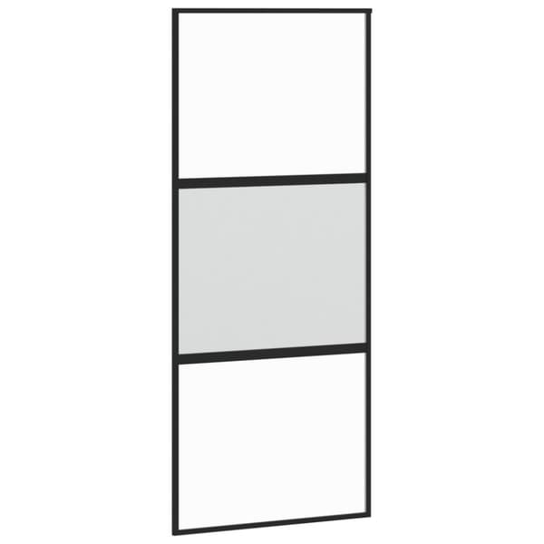 Skjutdörr svart 90x205 cm härdat glas och aluminium