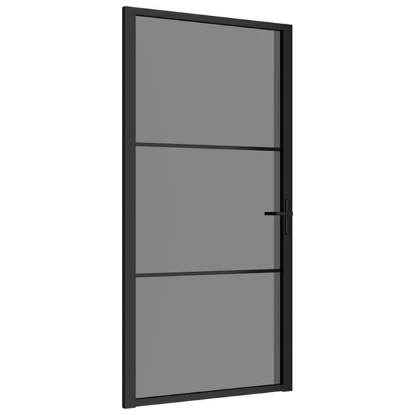Innerdörr 102,5x201,5 cm svart ESG-glas och aluminium