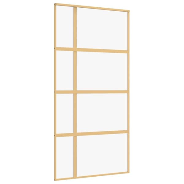 Skjutdörr guld 102,5x205 cm klart ESG-glas och aluminium