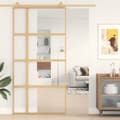 Miniatyrbild 1 av 2: Skjutdörr guld 102,5x205 cm klart ESG-glas och aluminium