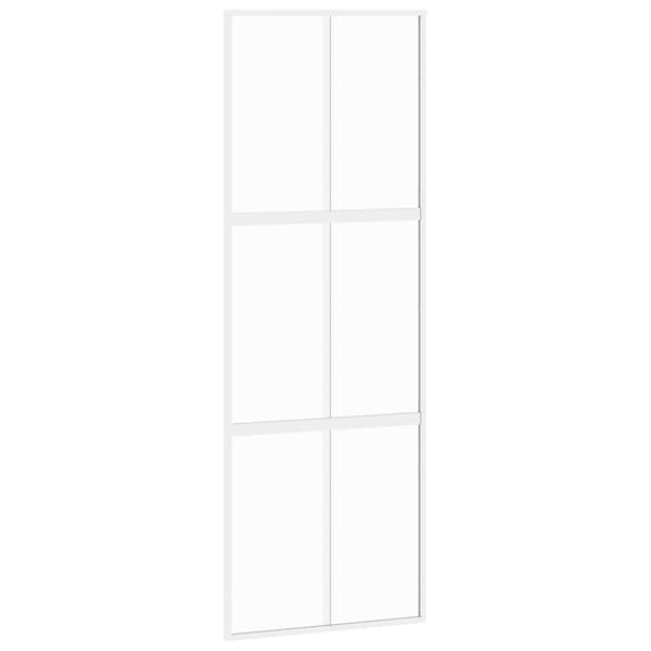 Skjutdörr vit 76x205 cm härdat glas och aluminium