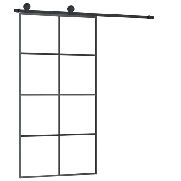 Skjutdörr med hårdvara 102,5x205 cm ESG-glas och aluminium