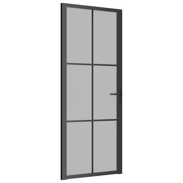 Innerdörr 83x201,5 cm svart matt glas och aluminium