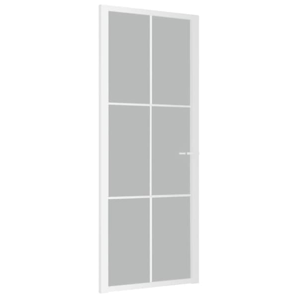 Innerdörr 83x201,5 cm vit matt glas och aluminium