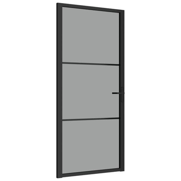 Innerdörr 93x201,5 cm svart ESG-glas och aluminium