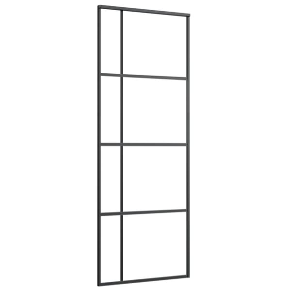 Skjutdörr ESG-glas och aluminium 76x205 cm svart