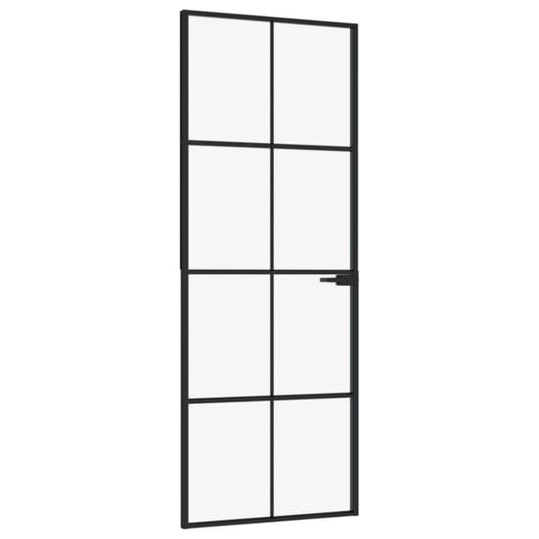 Innerdörr 76x201,5 cm härdat glas och aluminium slim