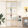Miniatyrbild 1 av 2: Skjutdörr guld 90x205 cm klart ESG-glas och aluminium