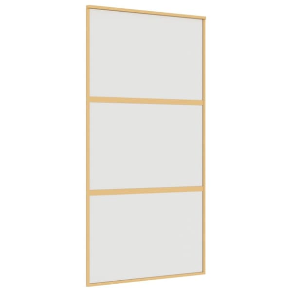 Skjutdörr guld 102,5x205 cm frostat ESG-glas och aluminium