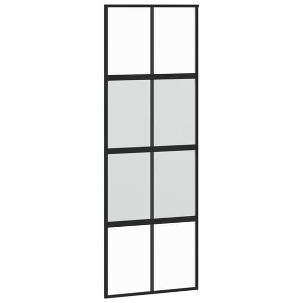 Skjutdörr svart 76x205 cm härdat glas och aluminium