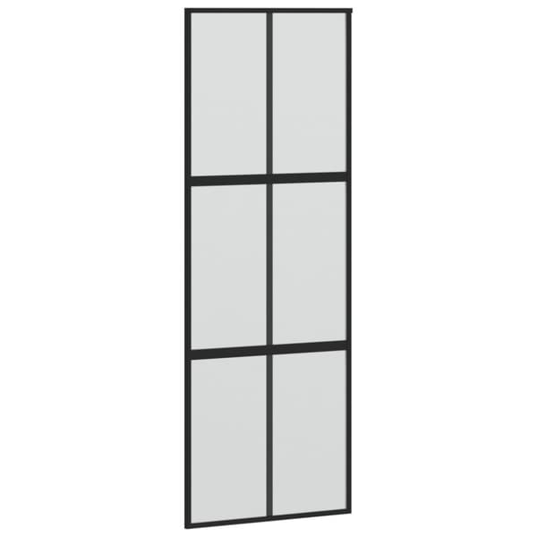 Skjutdörr svart 90x205 cm härdat glas och aluminium
