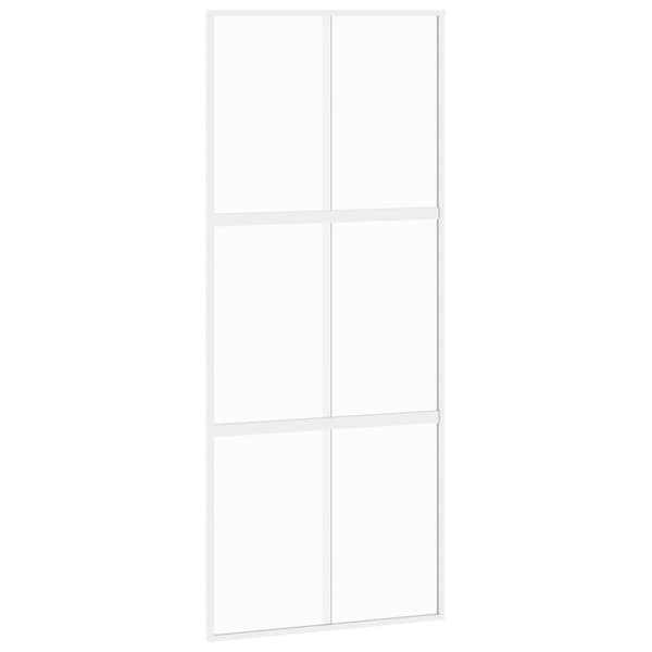 Skjutdörr vit 90x205 cm härdat glas och aluminium
