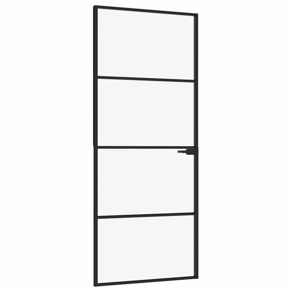 Innerdörr 83x201,5 cm härdat glas och aluminium slim