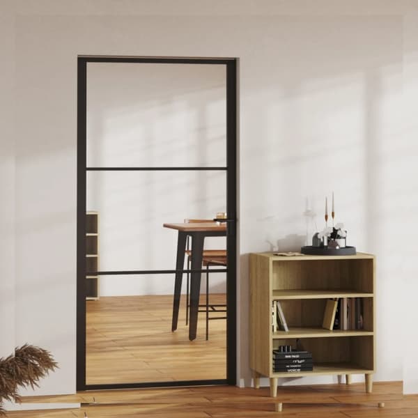 Innerdörr ESG-glas och aluminium 102,5x201,5 cm svart