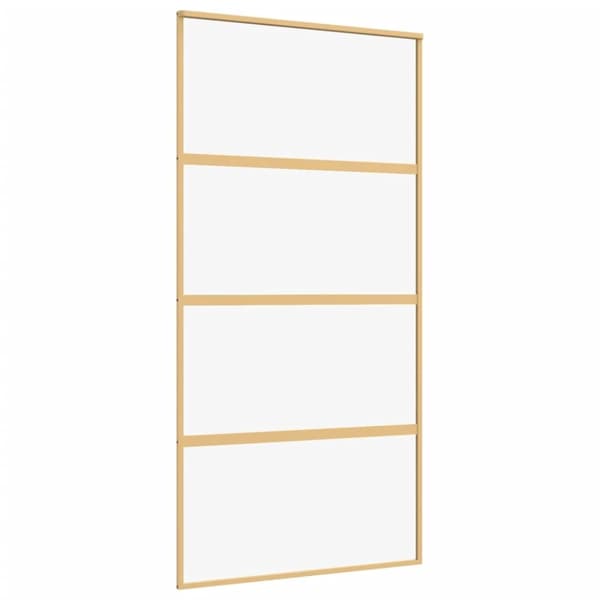Skjutdörr guld 102,5x205 cm klart ESG-glas och aluminium