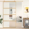 Miniatyrbild 1 av 2: Skjutdörr guld 102,5x205 cm klart ESG-glas och aluminium