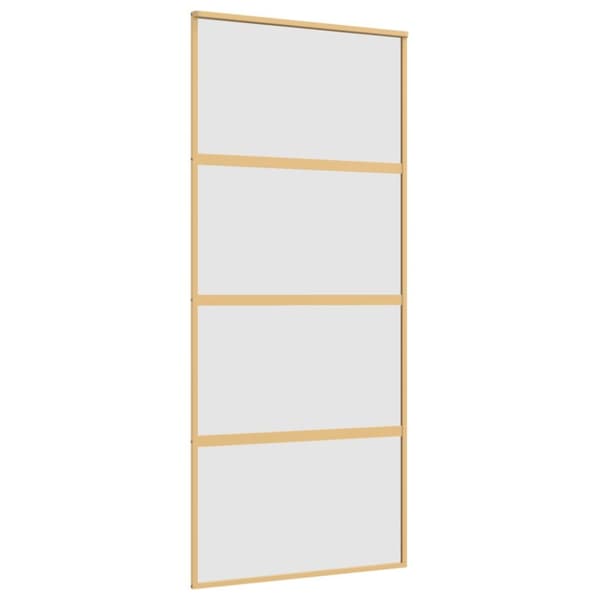 Skjutdörr guld 90x205 cm frostat ESG-glas och aluminium