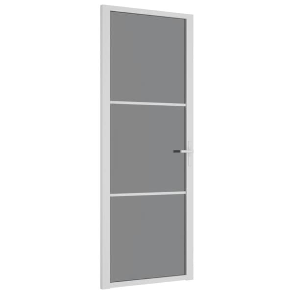Innerdörr 76x201,5 cm vit ESG-glas och aluminium