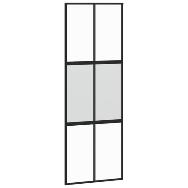 Skjutdörr svart 76x205 cm härdat glas och aluminium