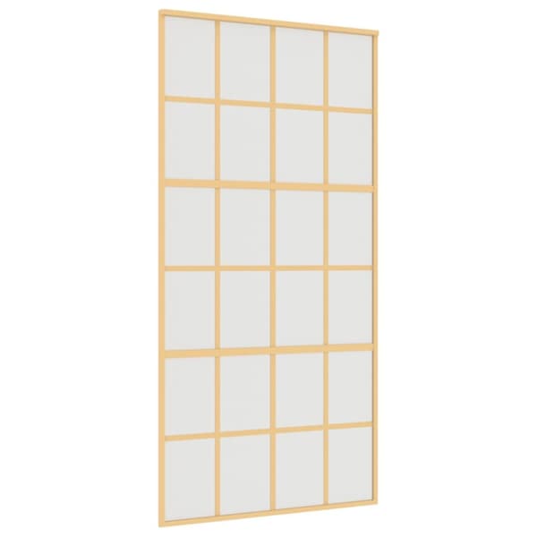 Skjutdörr guld 102,5x205 cm frostat ESG-glas och aluminium