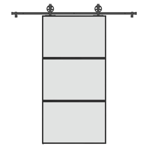 vidaXL skydedør med hardwaresæt 102,5x205 cm hærdet glas og aluminium