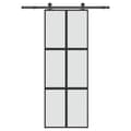 Miniatyrbillede 1 af 8: vidaXL skydedør med hardwaresæt 76x205 cm hærdet glas og aluminium