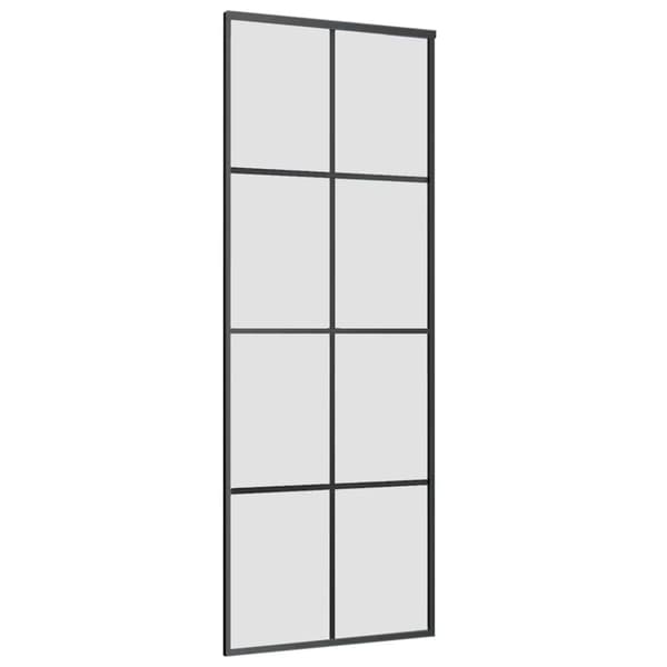vidaXL skydedør med hardwaresæt 76x205 cm sikkerhedsglas aluminium
