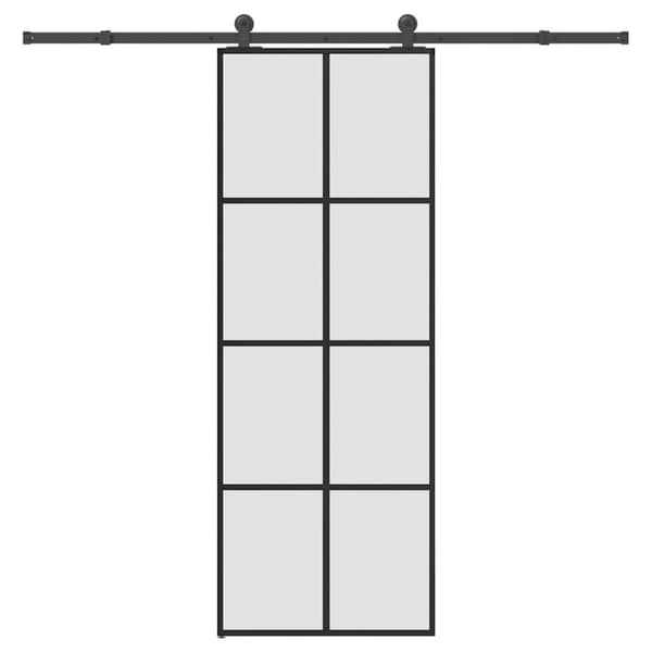 vidaXL skydedør med hardwaresæt 76x205 cm sikkerhedsglas aluminium