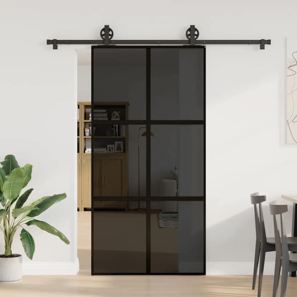 vidaXL skydedør med hardwaresæt 102,5x205 cm hærdet glas og aluminium