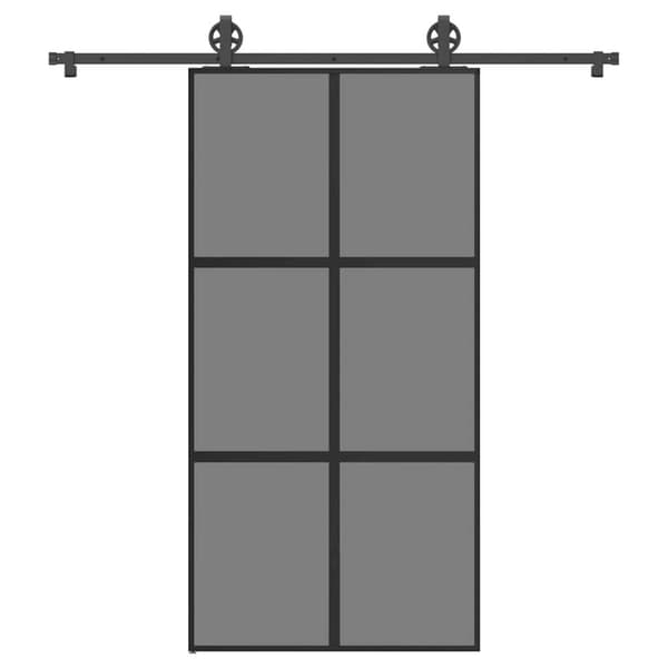 vidaXL skydedør med hardwaresæt 102,5x205 cm hærdet glas og aluminium