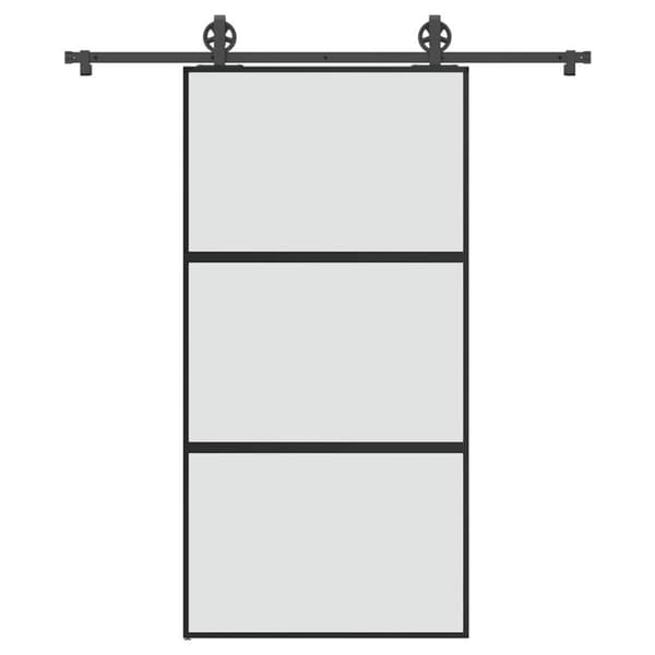 vidaXL skydedør med hardwaresæt 102,5x205 cm hærdet glas og aluminium
