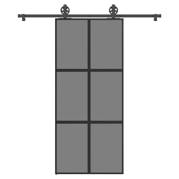 vidaXL skydedør med hardwaresæt 90x205 cm hærdet glas og aluminium
