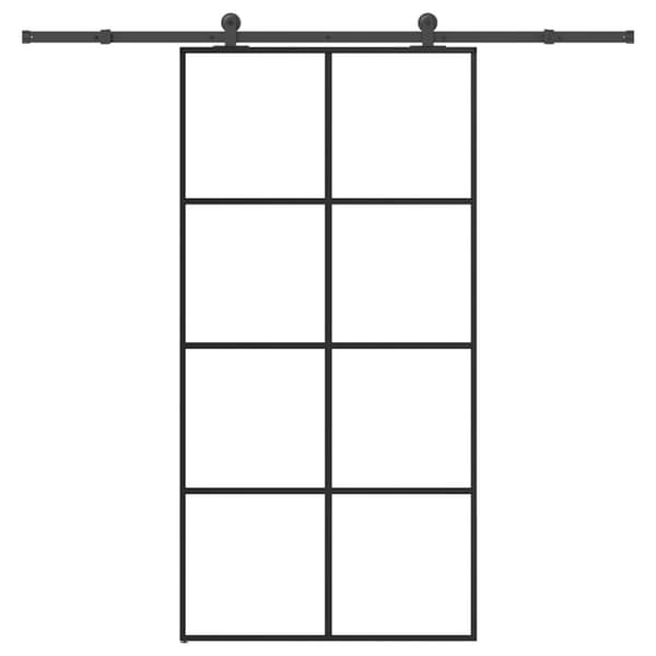 vidaXL skydedør med hardwaresæt 102,5x205 cm sikkerhedsglas aluminium