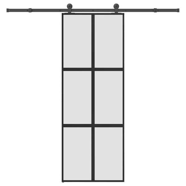vidaXL Skjutdörr med beslagset härdat glas och aluminium 76x205 cm