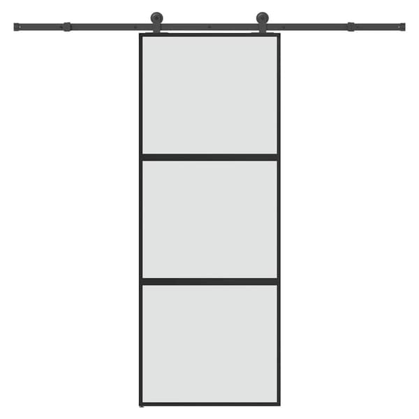 vidaXL Skjutdörr med beslagset härdat glas och aluminium 76x205 cm