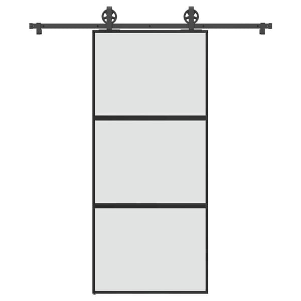 vidaXL skydedør med hardwaresæt 90x205 cm hærdet glas og aluminium