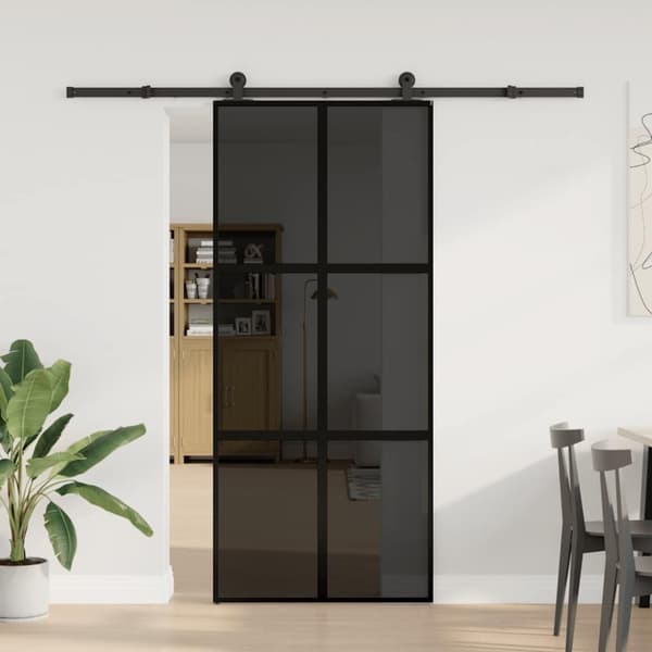 vidaXL liukuovi laitteistosarjalla 90x205cm karkaistu lasi ja alumiini