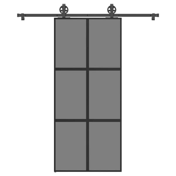 vidaXL skydedør med hardwaresæt 90x205 cm hærdet glas og aluminium