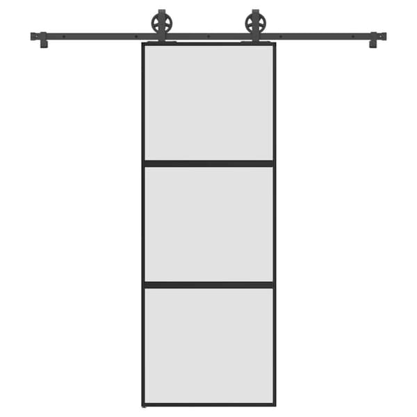 vidaXL skydedør med hardwaresæt 76x205 cm hærdet glas og aluminium
