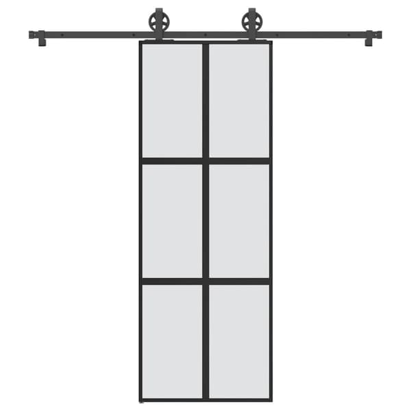 vidaXL skydedør med hardwaresæt 76x205 cm hærdet glas og aluminium
